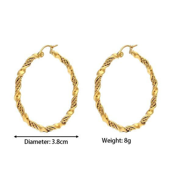 Large Twisted 18K Gold-Plated Hoop Earrings - Picture 11 of 11